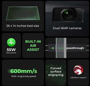 xTool P2 - 55W CO2 lasersnijder (specificaties)